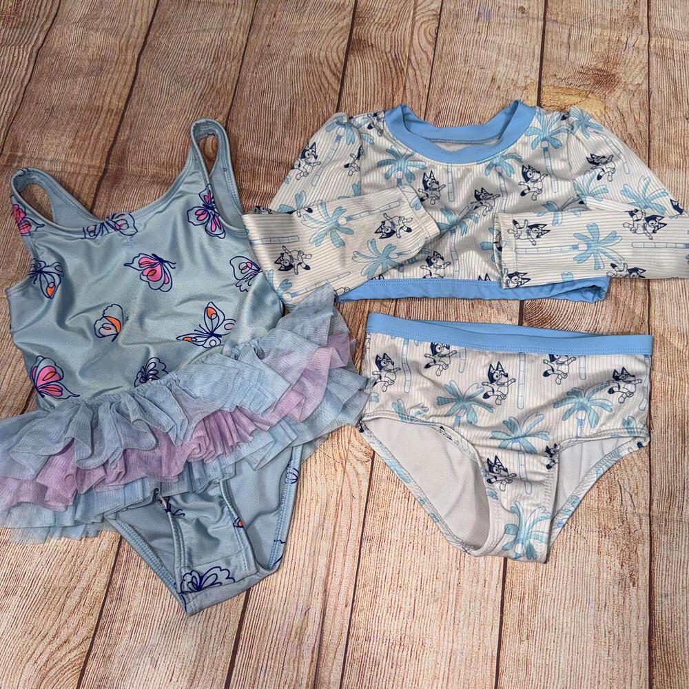 Girls 5T Butterfly and Bluey Print Swimwear Sets